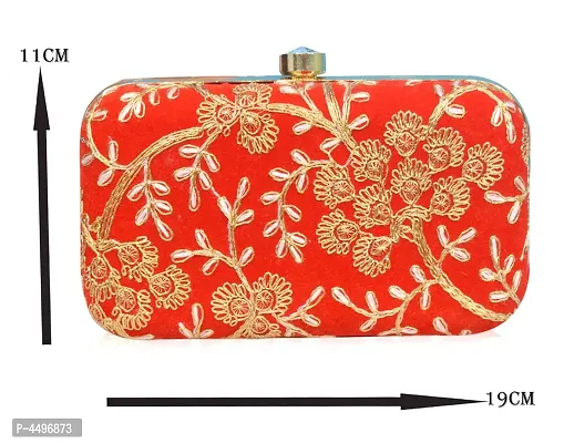 Trendy Velvet Party Wear Bridal Box Clutch With Metal Sling Chain-thumb4