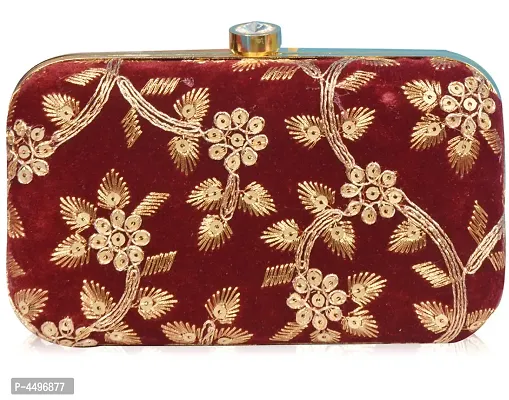 Trendy Velvet Party Wear Bridal Box Clutch With Metal Sling Chain-thumb2