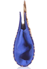 Roy variety's Women's Barfi Embroidery Bridal Clutch (BLUE)-thumb3