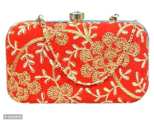 Roy variety's Women's Velvet Embroidery Box Clutch-thumb4
