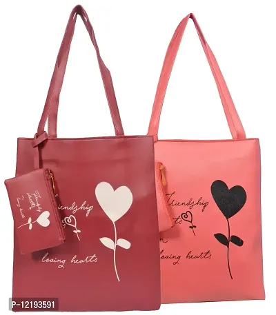 Roy variety's Women's Heart Printed Combo Tote Bag (Multi color)