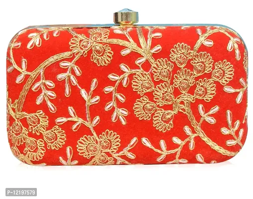 Roy variety's Women's Velvet Embroidery Box Clutch-thumb0