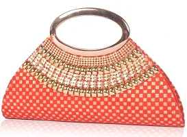 Roy variety's Women's Barfi Embridery Bridal Clutchh (RED)-thumb1