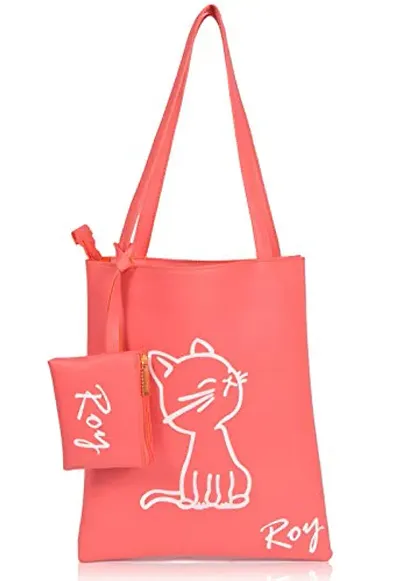 Roy variety's Women's Combo Cat Printed Shooping Tote Bag For Daily Use Peatch