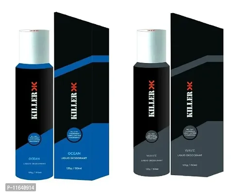 Killer Liquid Deodorant - Combo of Ocean and Wave (Body Spray for Men) 150ml Each (300ml, Pack of 2)-thumb0