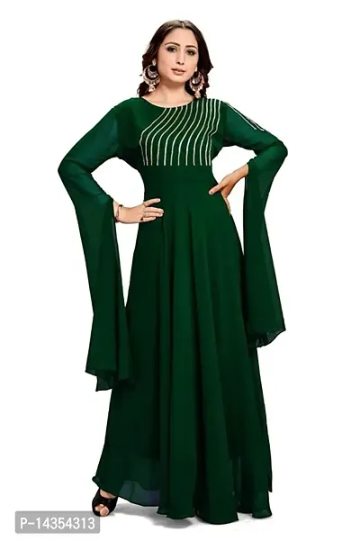 Ethnic Georgette Green Gown-thumb0