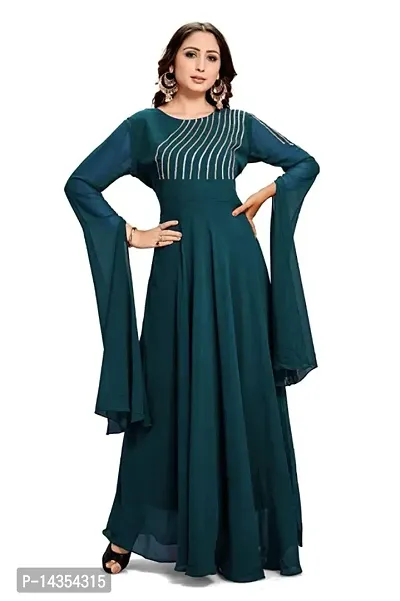 Ethnic Georgette Blue Gown-thumb0