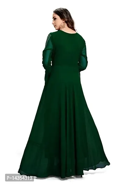Ethnic Georgette Green Gown-thumb4
