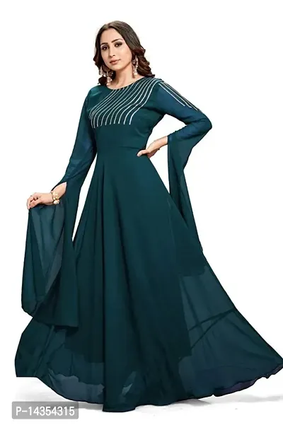 Ethnic Georgette Blue Gown-thumb4