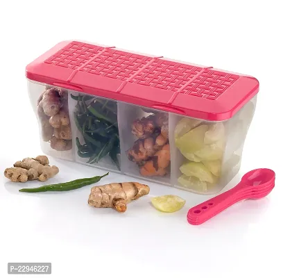 AIROMOON 4 Section Transparent Airtight Storage Container with Spoon-thumb0