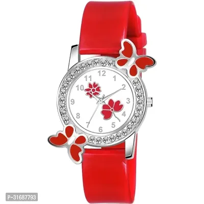 Stylish Red Plastic Analog Watch For Women-thumb0