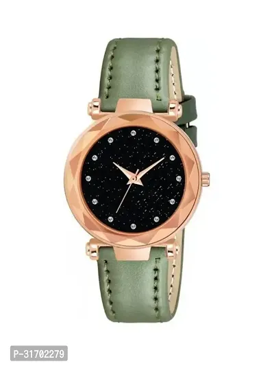 Stylish Green Genuine Leather Analog Watches For Women-thumb0