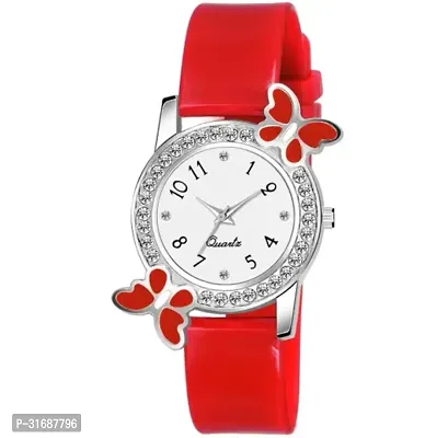 Stylish Red Plastic Analog Watch For Women-thumb0