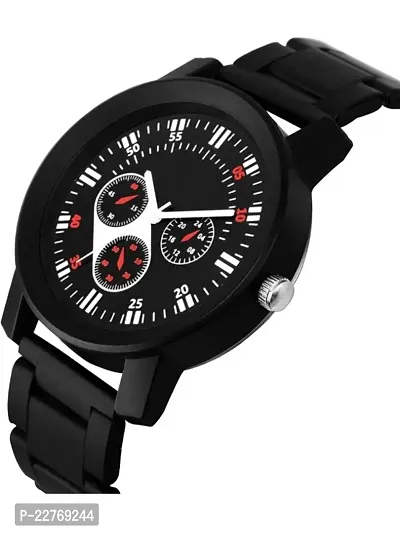 New Speed Breaker Belt With Big Red Avio Dial All Black Waterproof Watch For Men And Boys-thumb3