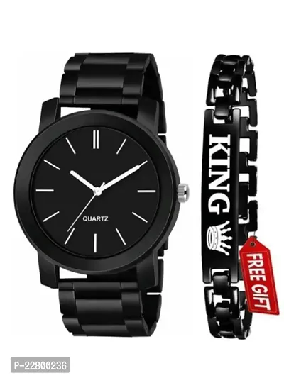 New Speed Breaker Belt With Big Size Dial All Black Waterproof Watch With King Bracelet For Men And Boys-thumb0