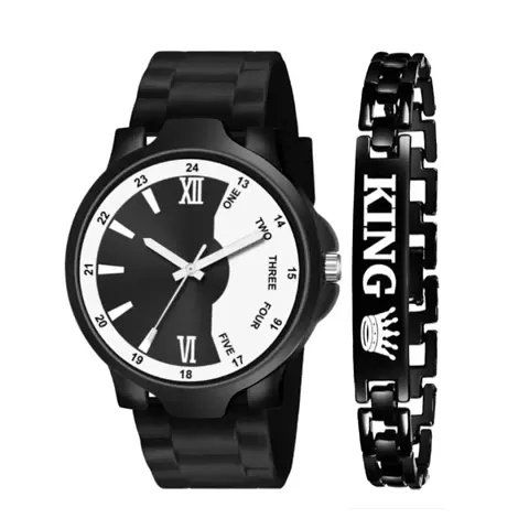 Stylish Men Metal Analog Watch with Bracelet