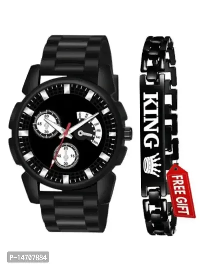 Stylish Avio Dial Watch with Free King Bracelet