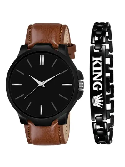 A15 Leather Belt Dial Watch With King Bracelet For Men