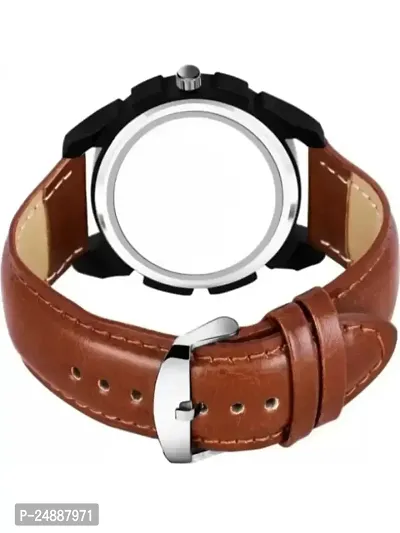 A20 Stylish Cut Dial  Brown Leather Belt Watch For Men-thumb4