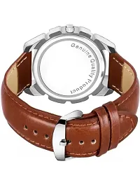 A20 Stylish Cut Dial  Brown Leather Belt Watch For Men-thumb2