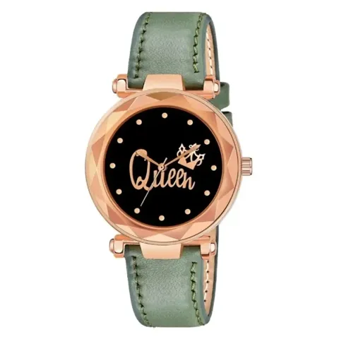 Fashionable Dial Genuine Leather Analog Watch For Women