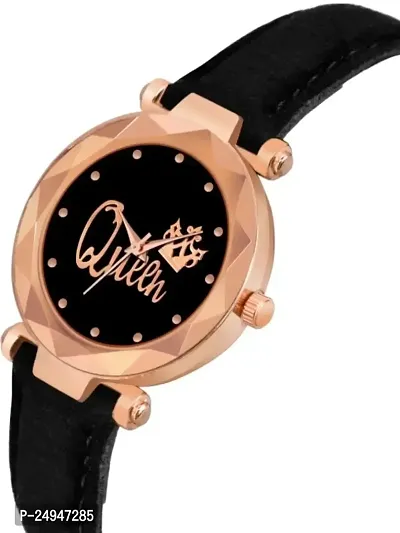 A71 Stylish  Cute Black Leather Belt Queen Watch For Girls-thumb5