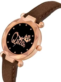 A71 Stylish  Cute Brown Leather Belt Queen Watch For Girls-thumb2