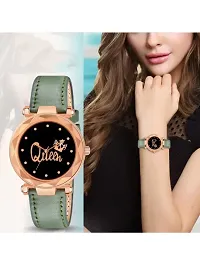 A71 Stylish  Cute Green Leather Belt Queen Watch For Girls-thumb4