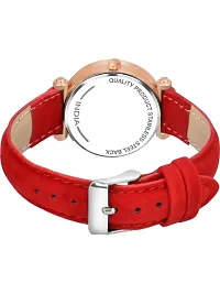 A71 Stylish  Cute Red Leather Belt Queen Watch For Girls-thumb1
