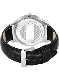 A68 Stylish Black Leather Belt Steel Dial All Black Watch For Men  Boys-thumb1