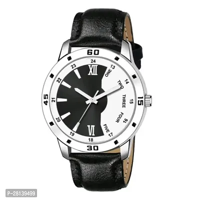 A68 Stylish Black Leather Belt Steel Dial All Black Watch For Men  Boys