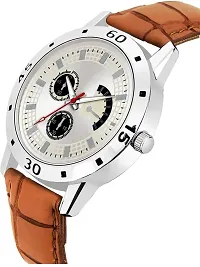 A70 Stylish Waterproof Brown Leather Belt Avio Dial Watch For Men  Boys-thumb2