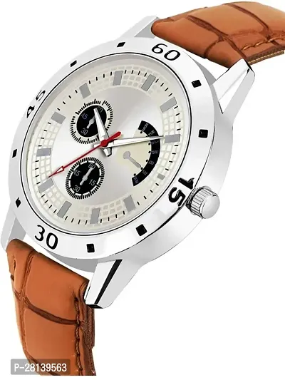 A70 Stylish Waterproof Brown Leather Belt Avio Dial Watch For Men  Boys-thumb3