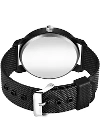 A66 Stylish Formal PU Belt Big  Slim Simple Dial All Black Watch For Men  Boys-thumb1