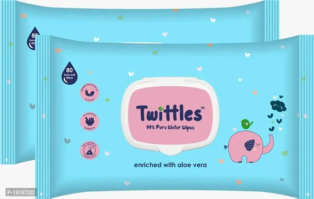 Twittles Baby Wipes Combo Pack Of (2) Each 80 Wipes Pack-thumb0