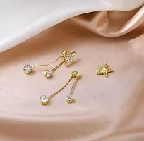 Korean Golden Star Drop Earrings for Girls  Women Pack of One Pair-thumb2