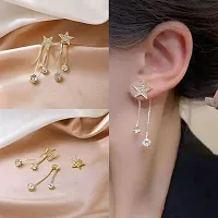 Korean Golden Star Drop Earrings for Girls  Women Pack of One Pair-thumb3