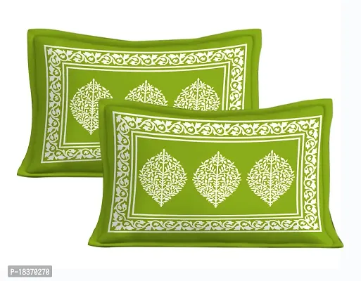 Cotton 180 Tc Rajasthani Jaipuri Double Bed Bedsheet With 2 Pillow Covers Green-thumb4