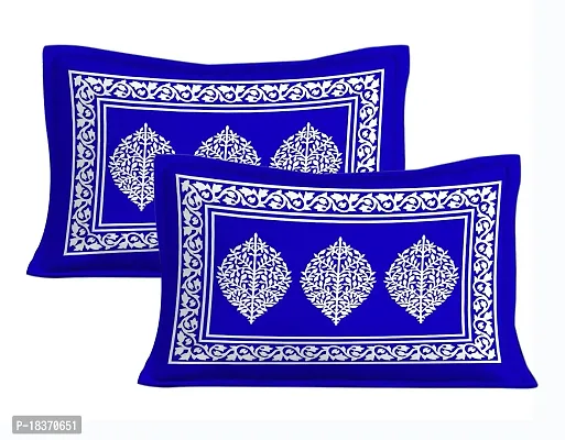 PYAARA PRINTS? Cotton 180 TC Rajasthani Jaipuri Double Bed Bedsheet with 2 Pillow Covers (Blue)-thumb4