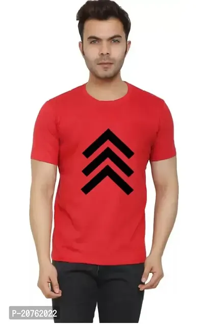 Stylish Red Cotton Blend Solid Round Neck Tees For Men-thumb0