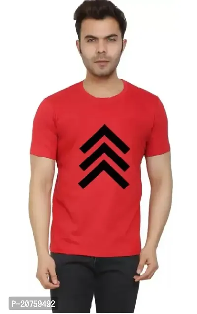 Reliable Red Cotton Blend Solid Tees For Men