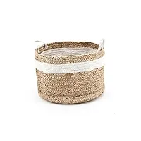 VANU? Jute Planter Pots/Storage Basket with handle, Multi-Purpose use for Bathroom Living Room-thumb1