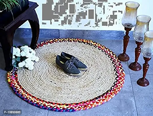 VANU? Handwoven Jute Rug Round and Rectangle Design,Braided Reversible, Runner, Kitchen,Hallway, Rug for Living  Bedroom-thumb0