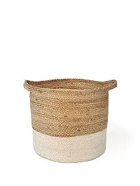 VANU? Jute Planter Pots/Storage Basket with handle, Multi-Purpose use for Bathroom Living Room-thumb3