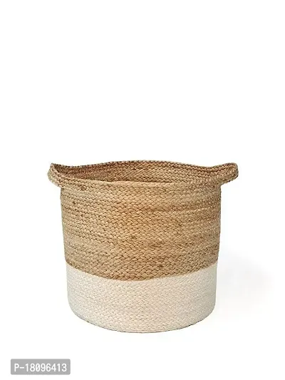 VANU? Jute Planter Pots/Storage Basket with handle, Multi-Purpose use for Bathroom Living Room-thumb4