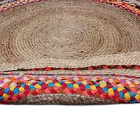 VANU? Handwoven Jute Rug Round and Rectangle Design Natural Fibers, Braided Reversible, Runner, Kitchen Rugs, Hallway, Rug for Living  Bedroom (V-01A, 90 cm Round)-thumb2