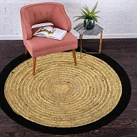 VANU? handwowen Jute Rug for Living Room,Dining Room,Bed Room,and Floor Braided Reversible Carpet for Bedroom (90 cm Round, bk3)-thumb2