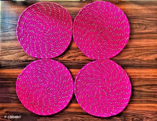 VANU? Handwowen Jute and Cotton Heat Resistant Dining Table Place mats,Placement for Dining Table,Jute Placement for Table, 35 cm Round