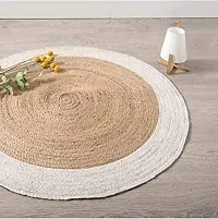 VANU? handwowen Jute Rug for Living Room,Dining Room,Bed Room,and Floor Braided Reversible Carpet for Bedroom Office Entry Ways (90 cm Round, White boder)-thumb3