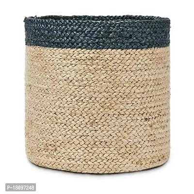 VANU? Jute Planter Pots/Storage Basket with handle, Multi-Purpose use for Bathroom Living Room-thumb2